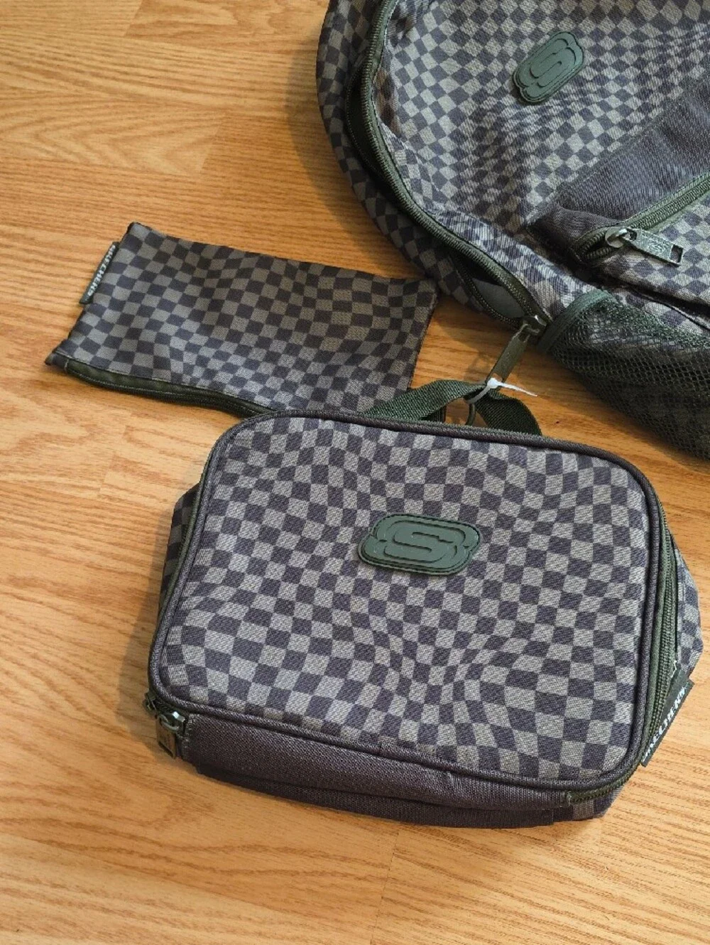 Skechers Gray and Olive Checkerboard Men's Backpack
